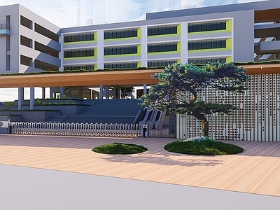 现代小学入口大门