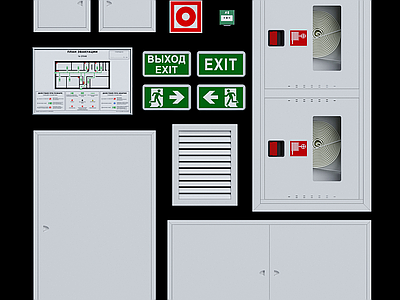 现代安全设施 消防 安全出口 安全门 指示灯