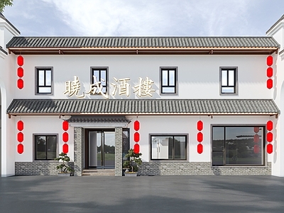 新中式门头门面 徽派门头 马头墙 中餐厅门头 餐饮门头