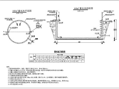 100立方无盖水池结构配筋 施工图