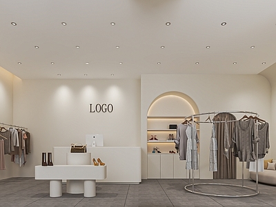 现代服装店 女装店 服装货架 展台 收银台 异形展柜 试衣镜 中岛展台
