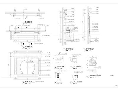 装饰用中式月洞门景墙 施工图 门节点
