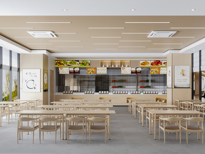 现代学校食堂 餐桌椅