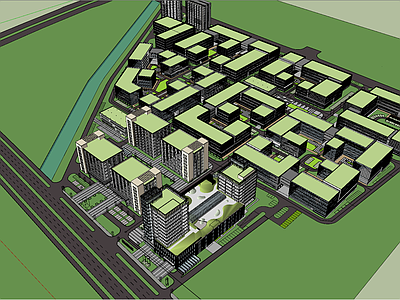现代产业园建筑群 方形
