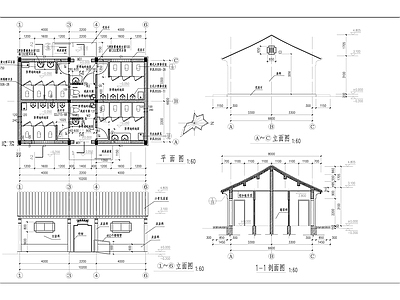 仿古公共厕所建筑 施工图