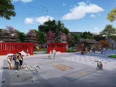 中式乡村振兴广场景观 文化广场