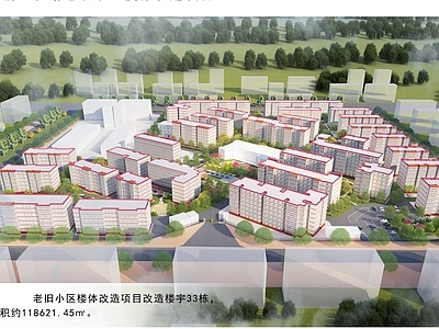 现代小区建筑 中低层小区配套简易楼体模型