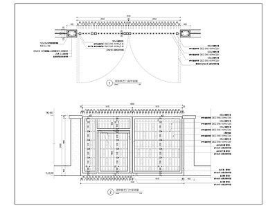 中式铁艺门 施工图 通用节点