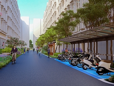 现代小区景观 社区文化游园 小区非机动车棚 小区文化宣传栏 住宅景观