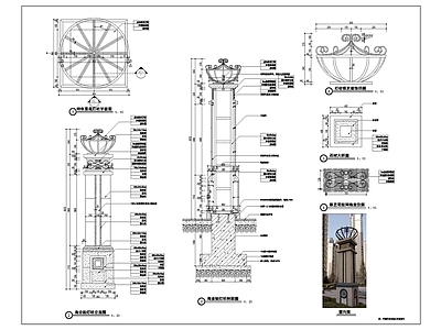 欧式景观灯柱 施工图
