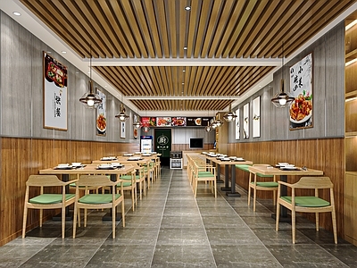 现代快餐店 小吃店 快餐厅 面馆 餐桌椅 小餐饮 卡座 收银台 餐饮店