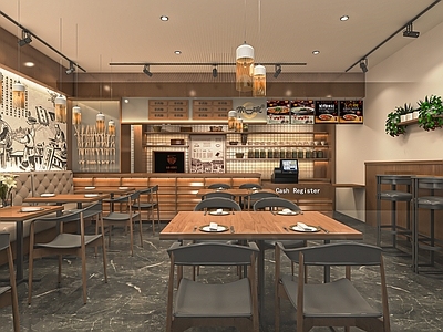 现代粉面店 快餐店 餐饮小吃店 早餐店 卡座 椅 小商铺 餐饮店