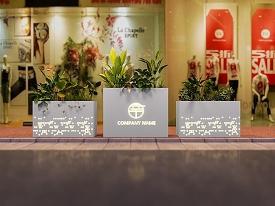 现代花箱 灯光花箱 太阳能花箱 渐变花箱