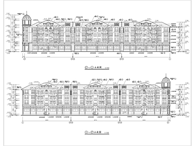 欧式坡屋顶四层住宅楼建筑 施工图