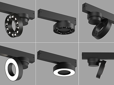 现代创意LED智能轨道射灯组合 旋转圆形轨道射灯 筒灯 艺术天花轨道射灯