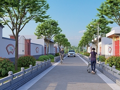 中式美丽乡村街道 住宅景观