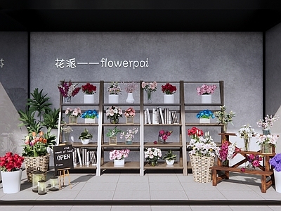 现代风格花店 花卉 花架 花店头 鲜花橱 花箱