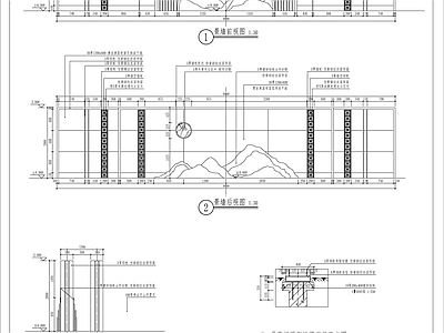 新中式对景景墙 施工图