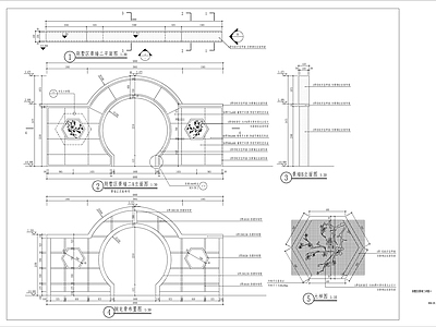 新中式月亮门景墙 施工图