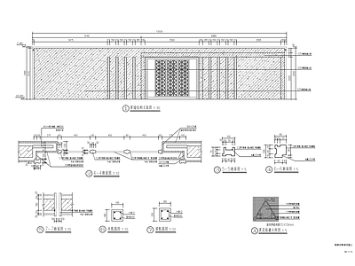 新中式格栅对景墙详图 施工图