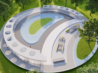 现代景观座椅种植池 户外景观坐凳 廊架 公园景观 公园小广场 街角小公园