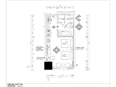 现代酒店标准双床房装修 施工图 客房