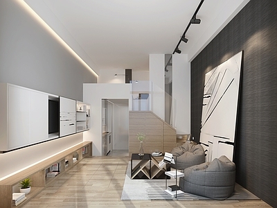 现代单身公寓 公寓 LOFT 样板间 复式公寓