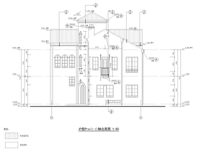 三层地中海风格豪华别墅建筑 施工图