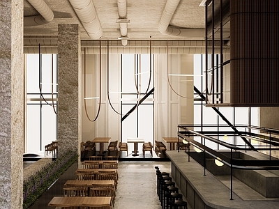 【SU悬赏模型】工业风格餐饮店  建议用Enscape渲染