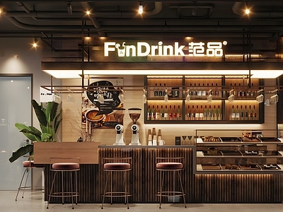 工业风酒吧 音乐餐吧 清吧 桌椅组合 酒柜 景观盆栽