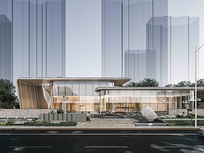 现代售楼处建筑 方形