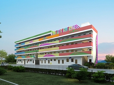 现代幼儿园建筑 平顶