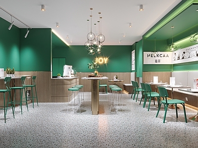 现代奶茶店 单层 收银