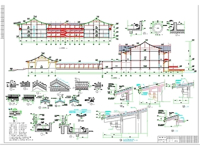 大型中式展馆建筑 施工图 展销厅