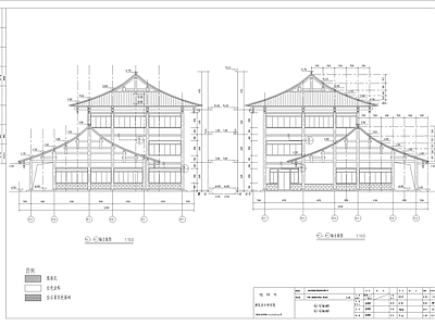 仿古中式商业街建筑 施工图