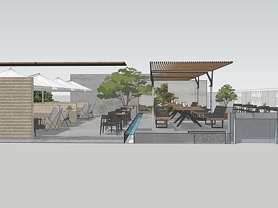现代茶餐厅外摆 屋顶餐厅