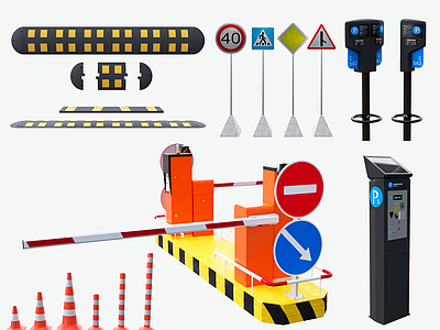 道闸停车场收费机路标反光锥交通配件