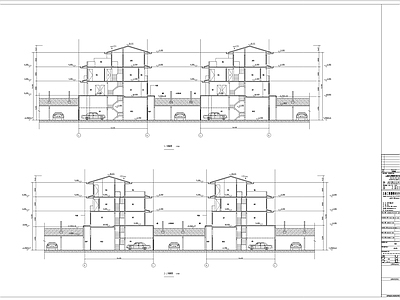 联排独栋合院别墅建筑  施工图