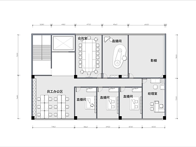 网红直播公司室内平面图