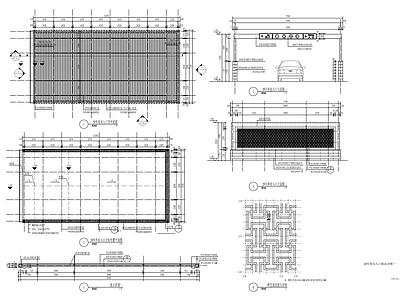 新中式车库车入口廊架 施工图