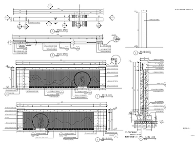 新中式镂空格栅景墙 施工图