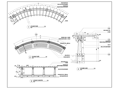 单臂弧形廊架 施工图