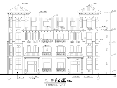 1300平四层欧式双拼别墅建筑 施工图