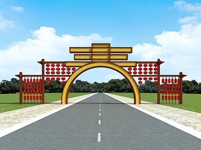 中式入口大门 节庆
