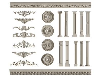 欧式雕花 石膏雕花 脚线 石膏线 柱子 柱头 装饰线 罗马柱