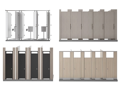现代公共卫生间 卫生间隔断 卫生间门 蹲厕 卫生间 公厕