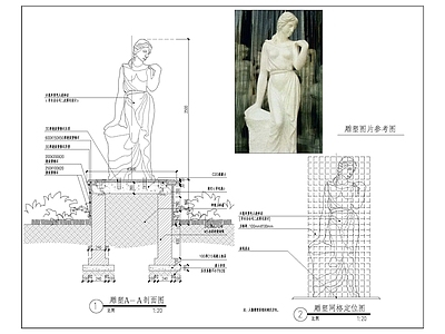 欧式雕塑 施工图 景观小品