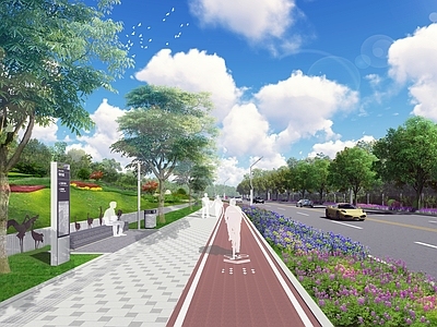 现代道路景观 市政道路改造碧道 人行道改造