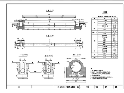 1米25倒虹吸平面剖面 施工图