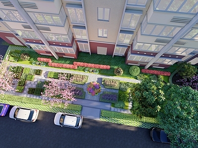 现代小区花园景观 住宅景观